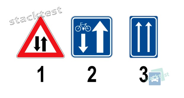 Které z uvedených značek informují o přiblížení k začátku úseku silnice s protisměrným provozem?