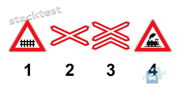 Která z uvedených dopravních značek se umisťuje před železničním přejezdem bez závor s jednou kolejí?