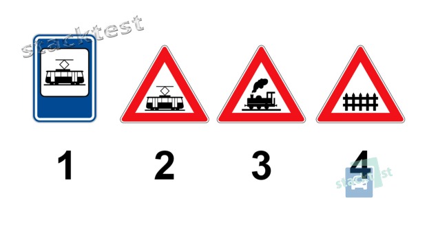 Která z uvedených dopravních značek se umisťuje před křížením silnice s tramvajovými kolejemi na křižovatce s omezeným rozhledem?