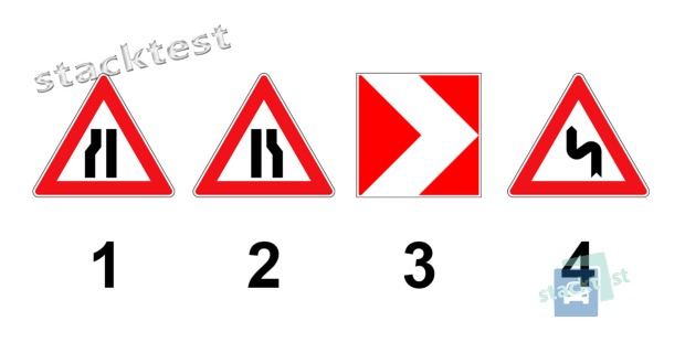 Která z uvedených dopravních značek upozorňuje na zúžení silnice z pravé strany?