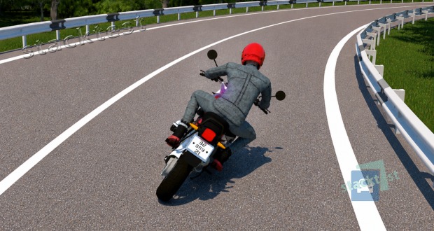 Při průjezdu mírné zatáčky na motocyklu: