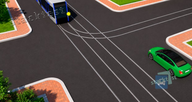 Na vyobrazené dopravní situaci řidič osobního automobilu jedoucí v přímém směru: