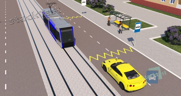 Tramvaj zastavila v zastávce bez nástupního ostrůvku. Řidič jiného vozidla jedoucího za touto tramvají musí: