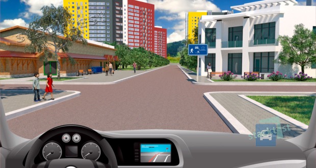 Jakou nejvyšší rychlostí můžete pokračovat po projetí křižovatky v přímém směru:
