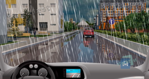 Za snížené viditelnosti, deště a zhoršených klimatických podmínek je bezpečný odstup za vpředu jedoucím vozidlem: