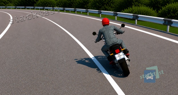 Při průjezdu mírné zatáčky na motocyklu: