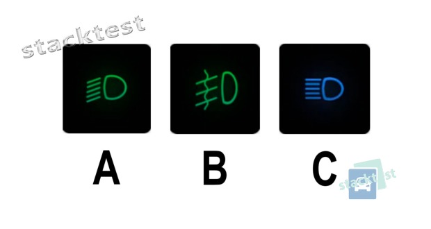 Který z uvedených sdělovačů informuje řidiče motorového vozidla o rozsvícených potkávacích světlech?