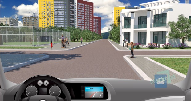 Ve výhledu z motorového vozidla vidíte děti, které si hrají na chodníku. Jak se zachováte?