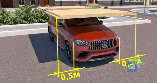Přečnívá-li za nesnížené viditelnosti náklad z boku u motorového vozidla nebo jízdní soupravy vnější okraj obrysových světel o více než 40 cm, musí být přečnívající konec nákladu: