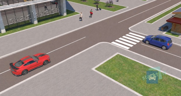 Na křižovatce nevyplývá přednost v jízdě z dopravních značek. V jakém pořadí projedou řidiči křižovatkou?