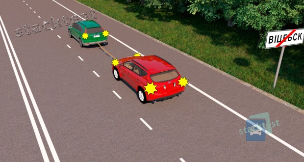 С какой максимальной скоростью разрешается движение автомобилей при осуществлении буксировки вне населённого пункта?
