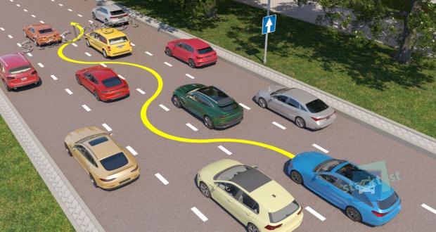 Kas sinise auto juht tohib sel viisil teel sõita?