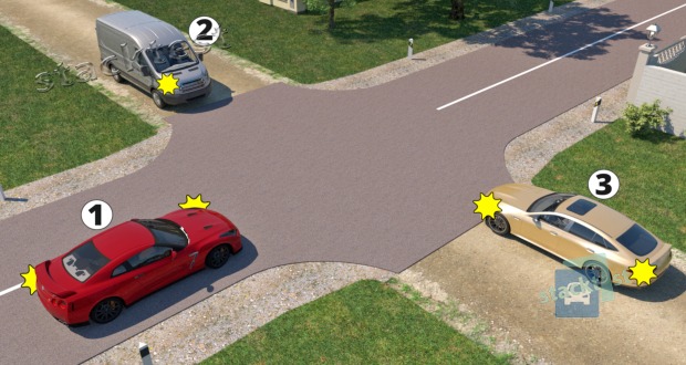 Kokia eilės tvarka automobiliai važiuos per sankryžą?