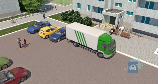 Ar leidžiama daugiabučio namo kieme palikti stovėti krovininį automobilį, kurio didžiausioji leidžiamoji masė viršija 3,5 tonos?