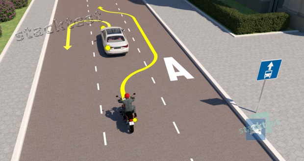 Kura transportlīdzekļa vadītājam atļauts izdarīt attēlā redzamo manevru?