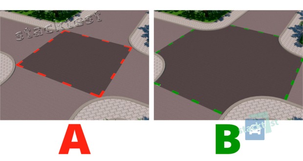 Kuras līnijas apzīmē krustojuma robežas?