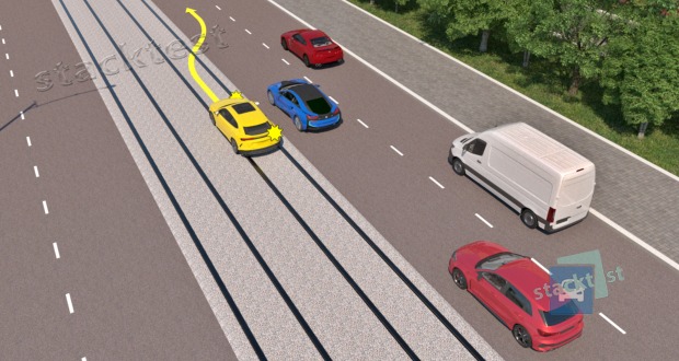 Vai viegla automobiļa vadītajam atļauts izdarīt attēla redzamo manevru?