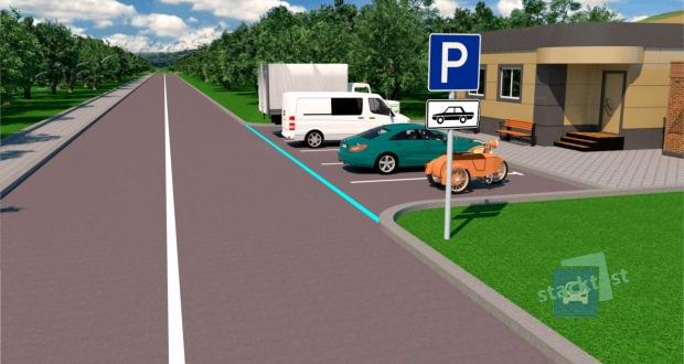 Vai vadītajam atļauts novietot kravas automobili stāvēšanai attēlotajā situācijā?