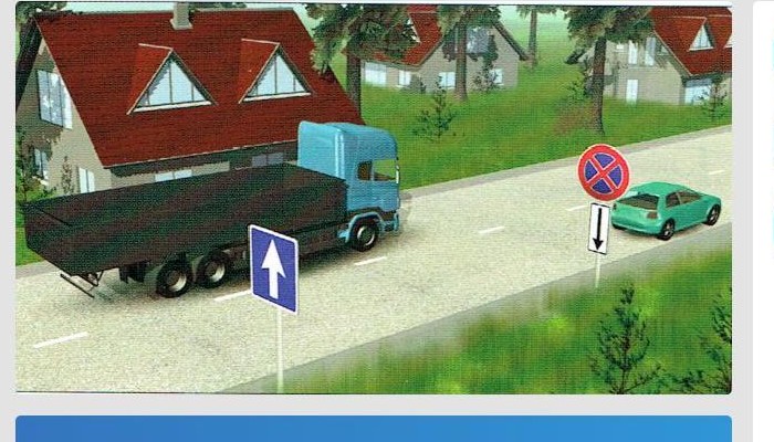 Kurš no vadītājiem pareizi novietojis transportlīdzekli stāvēšanai adzīvotā vietā, ka kravas automobiļa pina masa ir 7,5 t?