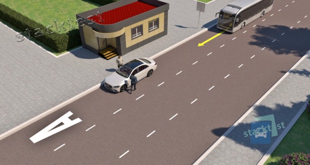Vai vieglā automobiļa vadītājam atļauts apstāties, lai izsēdinātu pasažierus, ja tuvojas pasažieru sabiedriskais transportlīdzeklis?
