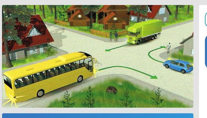 В какой последовательности проедут перекрёсток водители транспортных средств в изображенной на рисунке ситуации?