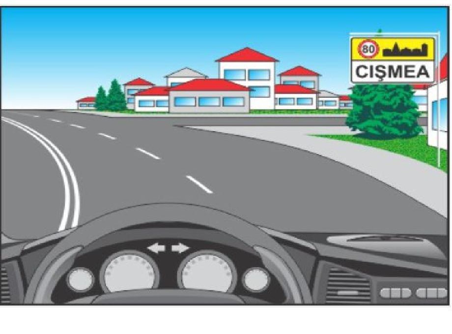 Cu ce viteză maximă aveţi dreptul de a vă deplasa prin această localitate pe drumul în cauză, aflându-vă la volanul unui camion a cărui masă maximă autorizată depăşeşte 3500 kg?