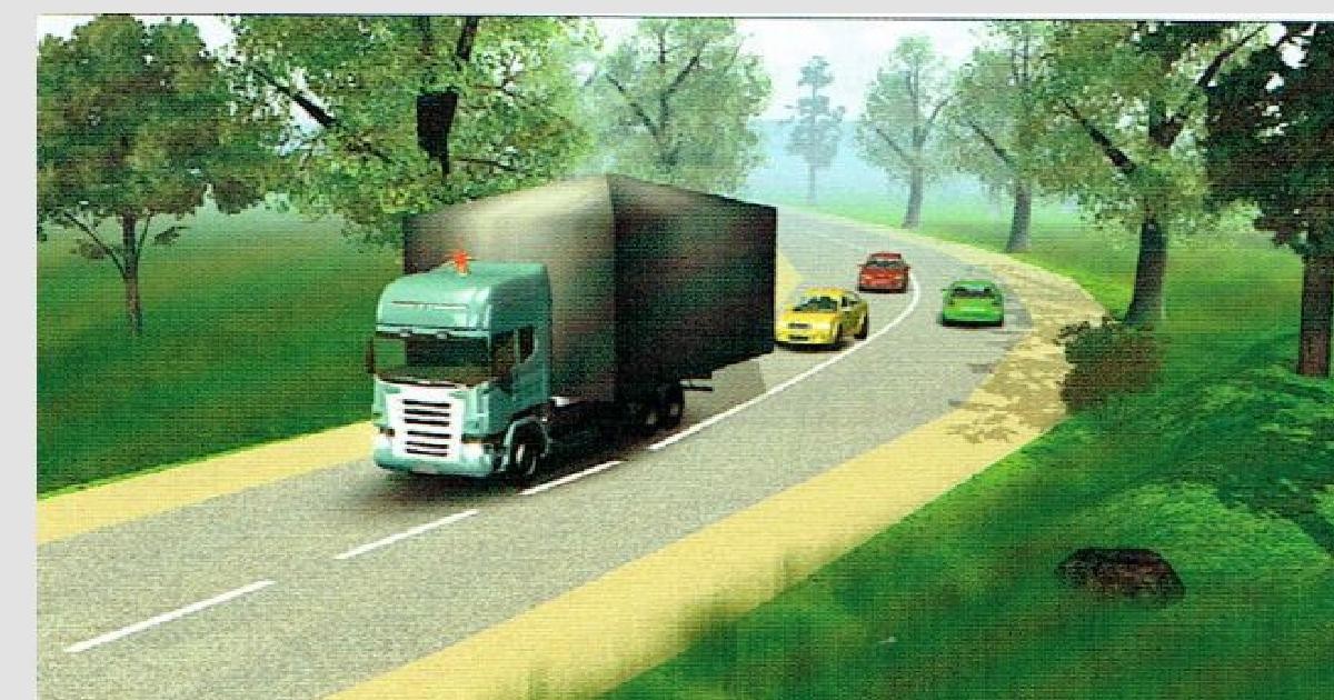 Cum trebuie să acționeze șoferul autoturismului care transportă marfă voluminoasă, în situația ilustrată în figură?