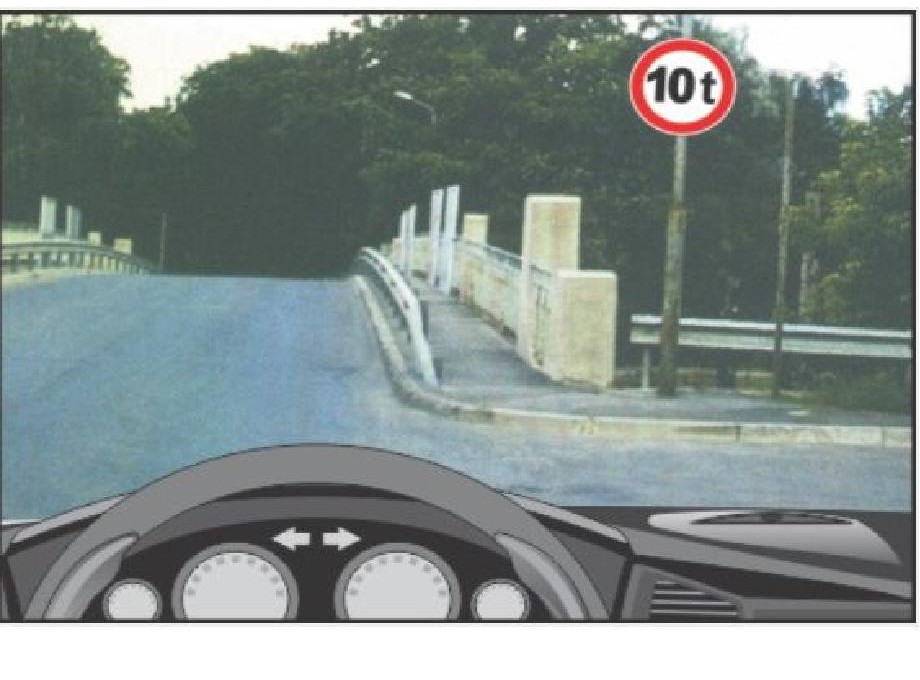 În situaţia din imagine, precizaţi dacă se permite deplasarea pe pod cu ansamblul de vehicule (masa reală a autotractorului este de 7000 kg, masa reală a remorcii - 4000 kg)?