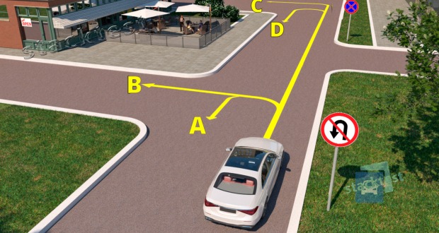 Pe care din traiectoriile indicate este interzisă deplasarea?