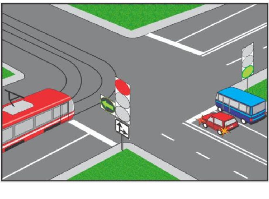 Indicaţi ordinea de traversare a intersecţiei în situația din imagine: