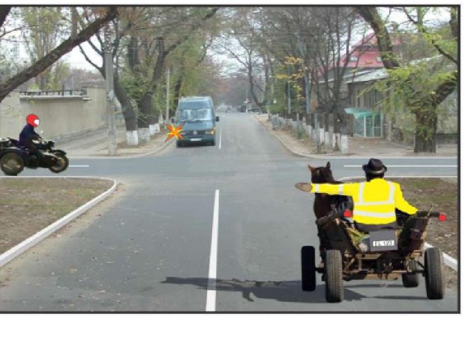 Indicați ordinea de traversare a intersecției: