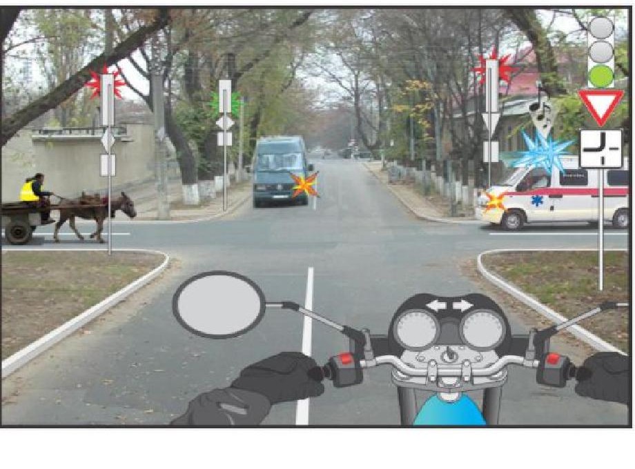 Aflîndu-vă la ghidonul motocicletei și avînd intenția de a vă deplasa înainte, veți: