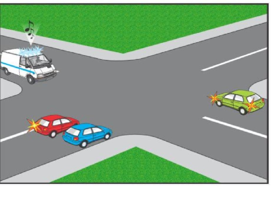 Autoturismul albastru va trece intersecţia:
