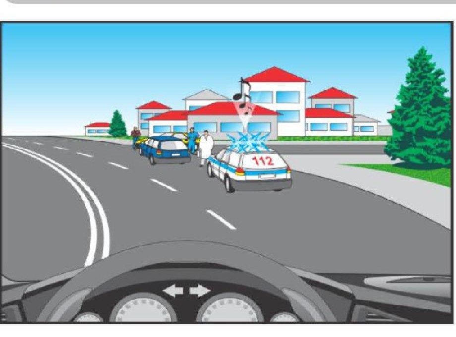 Cum trebuie să procedaţi apropiindu-vă de vehiculul oprit, la care funcţionează dispozitivul cu lumină albastră giratorie sau fulger?