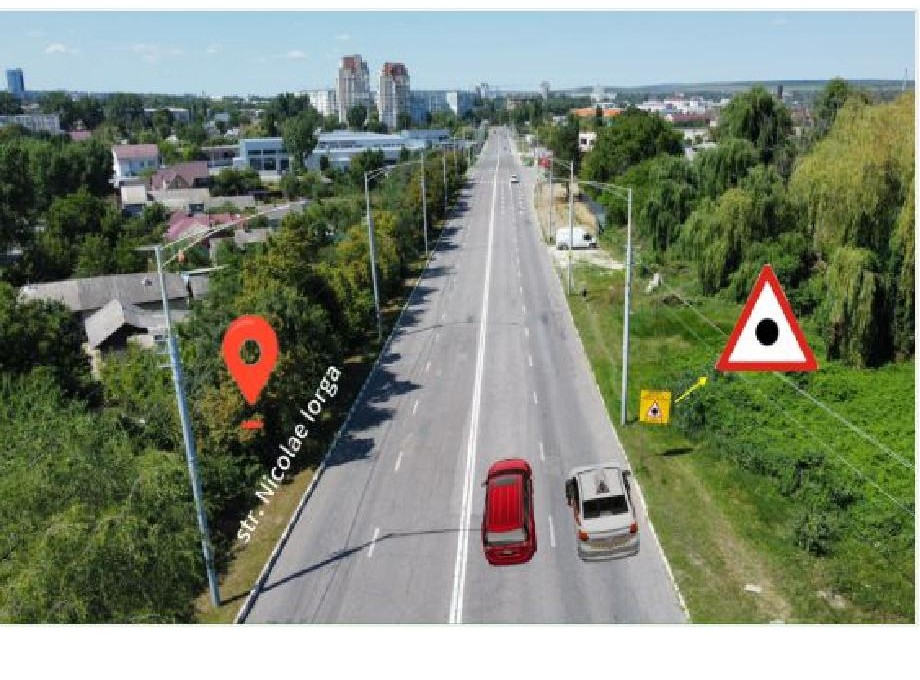 Indicatorul din imagine indică începutul sectorului de drum pe care: