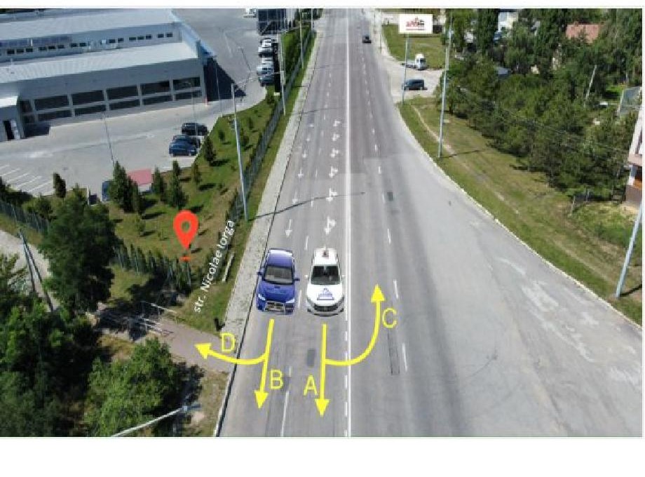 Pe care din traiectoriile indicate prin săgeţi este permisă deplasarea?