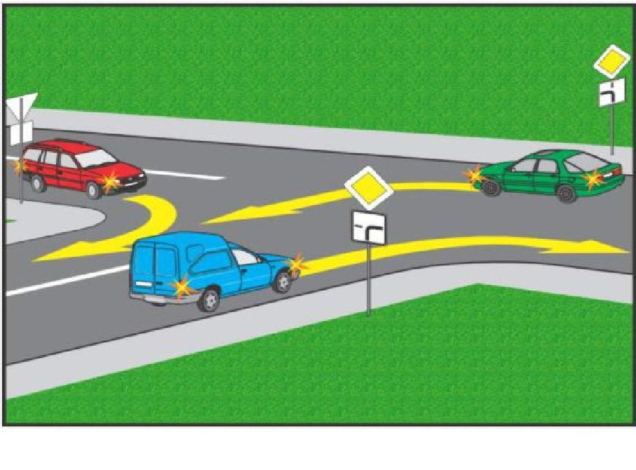 Vehiculele vor traversa intersecţia în ordinea următoare: