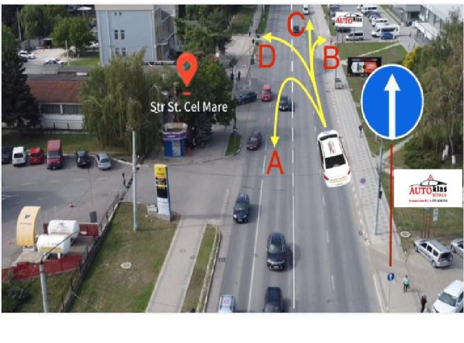 Pe ce traiectorii puteți continua deplasarea în situația din fotografie?