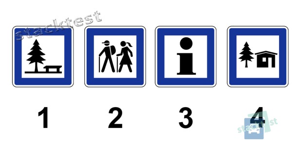 Kura no attēlotajam zīmēm informē par aprīkotas atpūtas vietas esamību uz ceļa?