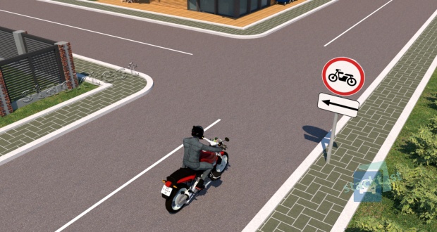 Ar motociklo vairuotojui leidžiama sukti į kairę, jei jis ten gyvena?