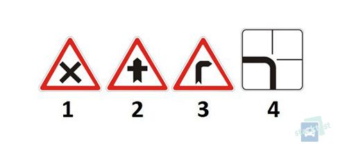 Care dintre semnele de circulație prezentate este instalat la apropierea de o intersecție cu un drum secundar?