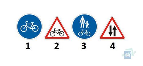 Care dintre semnele prezentate este instalat înainte de intersecția dintre un drum și o pistă de biciclete în afara unei intersecții?