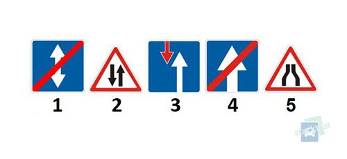 Care dintre semnele de circulație prezentate avertizează despre începutul unui sector de drum cu trafic în sens opus după un sens unic?